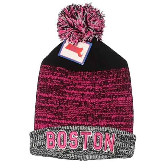 Bay State Pink and Black Boston Pom Pom Hat - Picture 1 of 9
